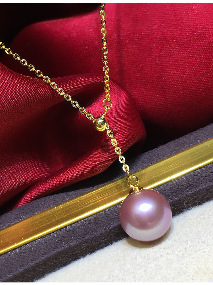 Purple/Pink Round Pearl  necklace